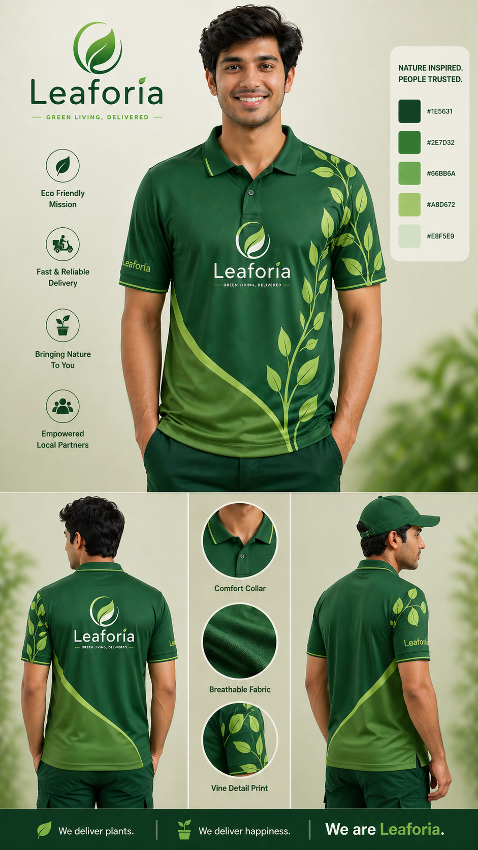 Leaforia green delivery partner uniform